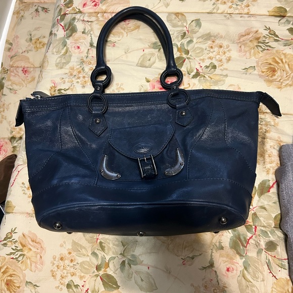 Vintage Tod’s Elegant Navy Blue Leather Mini Bag